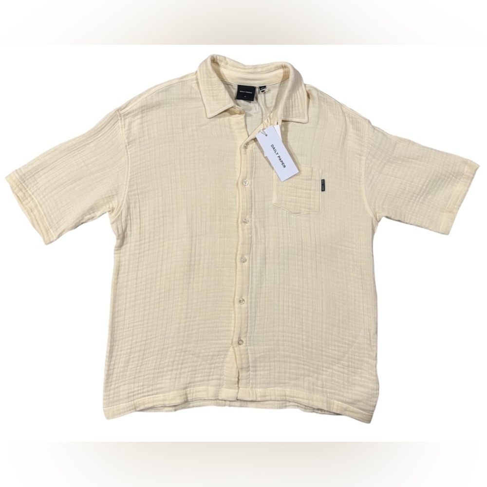 NWT Daily Paper Icing Yellow Enzi Seersucker Shirt